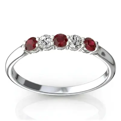 14K white gold Ruby & Diamond Alternating Anniversary Band - alternate view 2 thumbnail