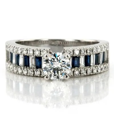 Engagement Ring With Sapphire And Diamond Baguettes (1.25 ct. tw.) - view 1 of 8
