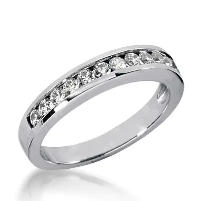 14K white gold Classic Channel Set Round Diamond Wedding Ring (3/8 ct. tw.) - main view thumbnail