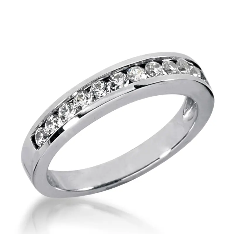 14K white gold Classic Channel Set Round Diamond Wedding Ring (3/8 ct. tw.) - main view
