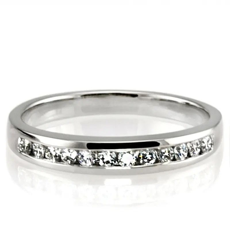 14K white gold Classic Channel Set Round Diamond Wedding Ring (3/8 ct. tw.) - alternate view 4