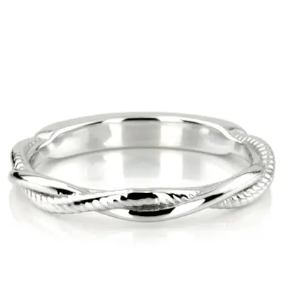 Rope and Shiny Wire Twisted Wedding Band