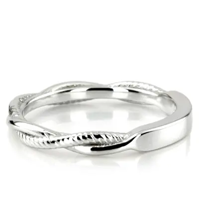 14K white gold Rope and Shiny Wire Twisted Wedding Band - alternate view 4 thumbnail