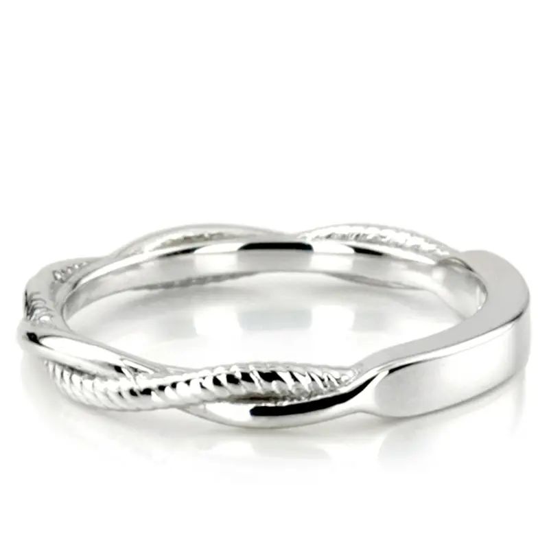 14K white gold Rope and Shiny Wire Twisted Wedding Band - alternate view 4