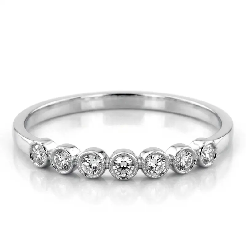 14K white gold Timeless Seven Stone Diamond Wedding Ring (1/8 ct. tw.) - main view