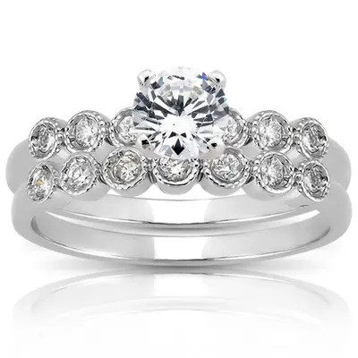 14K white gold Timeless Seven Stone Diamond Wedding Ring (1/8 ct. tw.) - alternate view 3 thumbnail