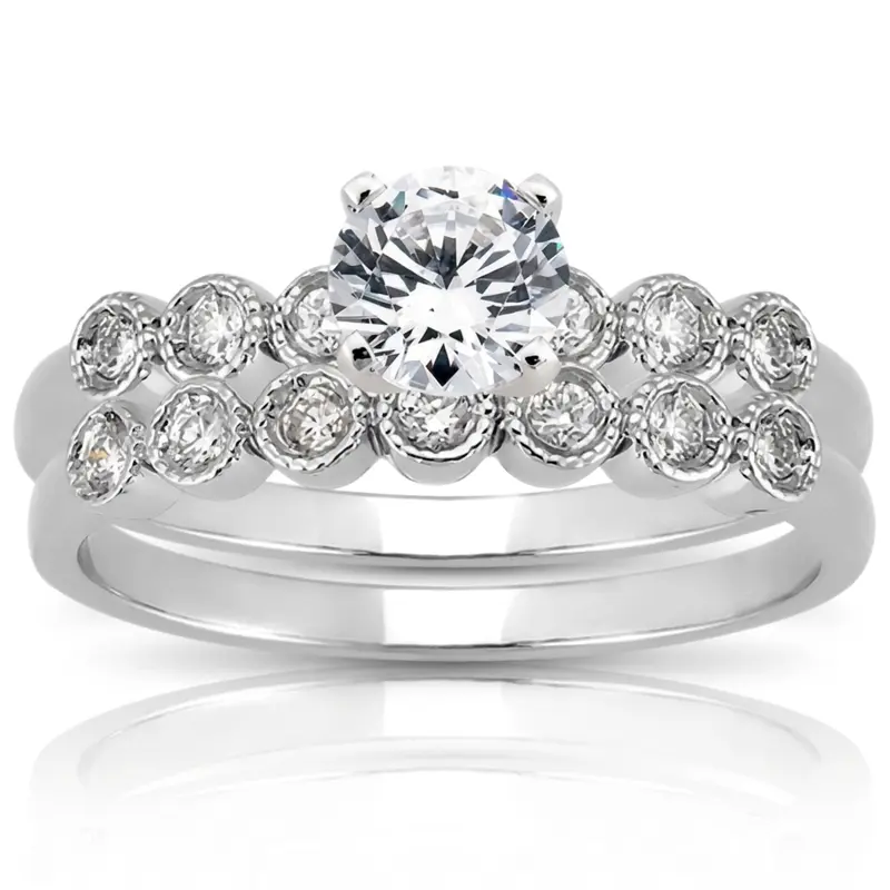 14K white gold Timeless Seven Stone Diamond Wedding Ring (1/8 ct. tw.) - alternate view 3