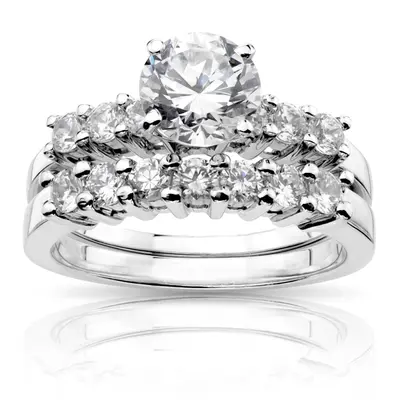 14K white gold 0.35 ct. 7-Stone Diamond Bridal Ring - alternate view 3 thumbnail