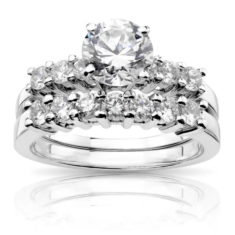 14K white gold 0.35 ct. 7-Stone Diamond Bridal Ring - alternate view 3