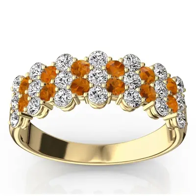 Floating Style Citrine & Diamond Alternating Anniversary Band alternate view