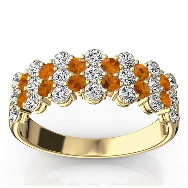 14K white gold Floating Style Citrine & Diamond Alternating Anniversary Band - alternate view 2