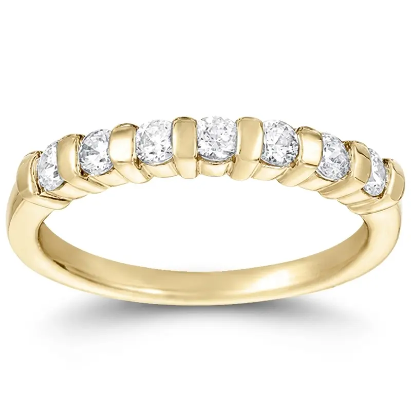 14K white gold 7 Stone Classic Low Set Princess Cut Diamond Anniversary Ring (0.35 ct. t.w) - alternate view 2