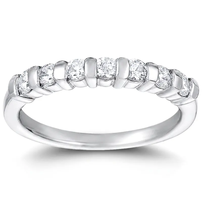 14K white gold 7 Stone Classic Low Set Princess Cut Diamond Anniversary Ring (0.35 ct. t.w) - main view