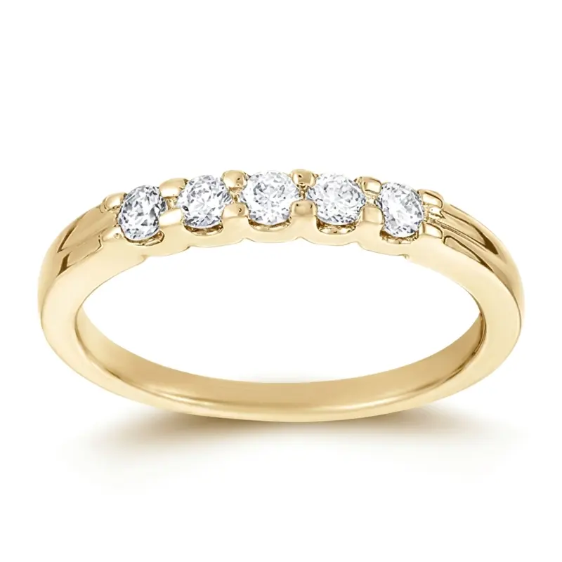 14K white gold 5 Stone U Prong Diamond Band ( 0.25 ct. tw.) - alternate view 2