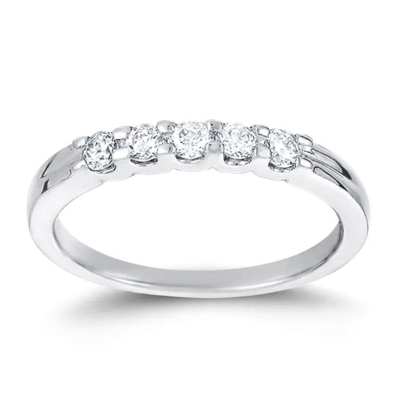 14K white gold 5 Stone U Prong Diamond Band ( 0.25 ct. tw.) - main view
