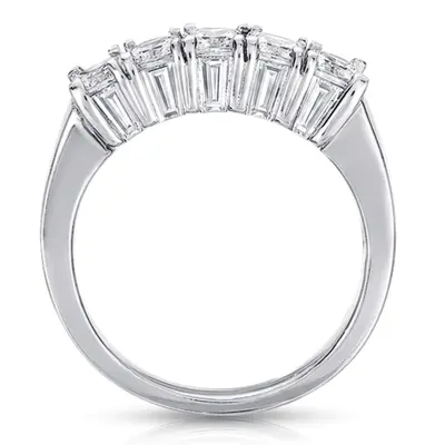 14K white gold Five Stone Princess Cut Diamond Wedding Band (1 ct. tw.) - alternate view 3 thumbnail