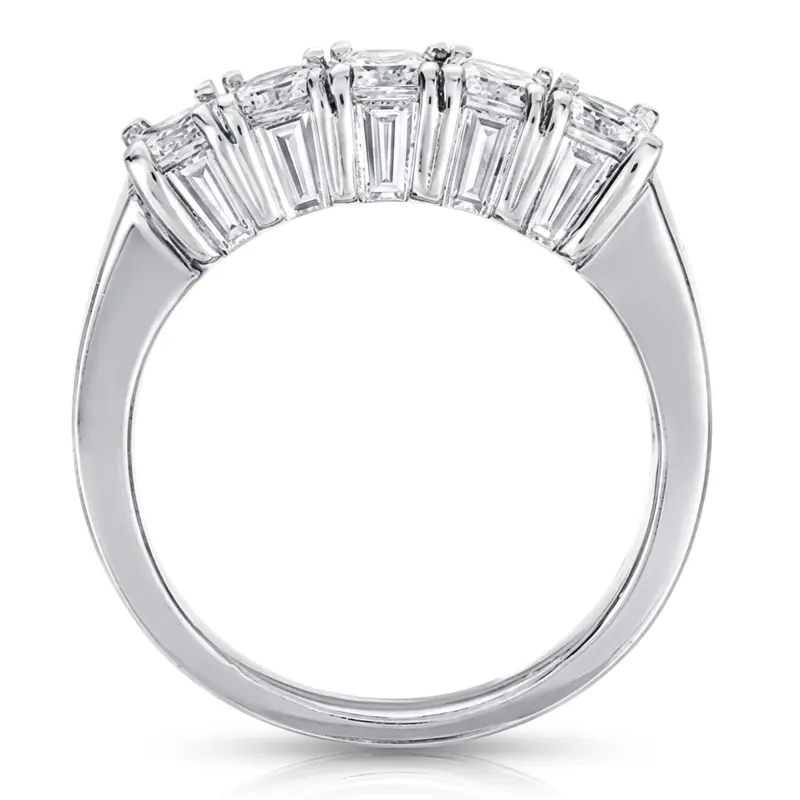 14K white gold Five Stone Princess Cut Diamond Wedding Band (1 ct. tw.) - alternate view 3