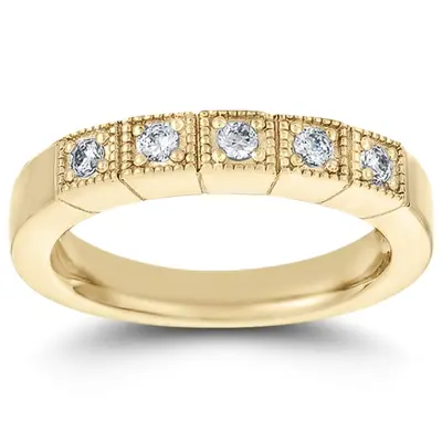 Antique Five Stone Milgrain Diamond Wedding Band (3/4 ct. tw.) - view 2 of 4