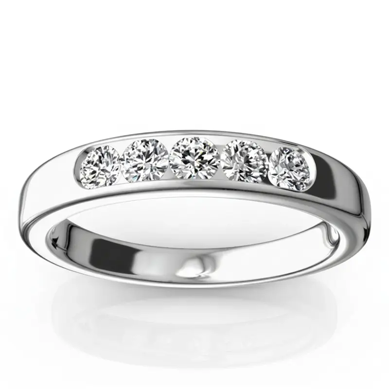 14K white gold Brilliant Round 5 Stone Channel Set Woman Diamond Ring (1/2 ct. tw.) - main view