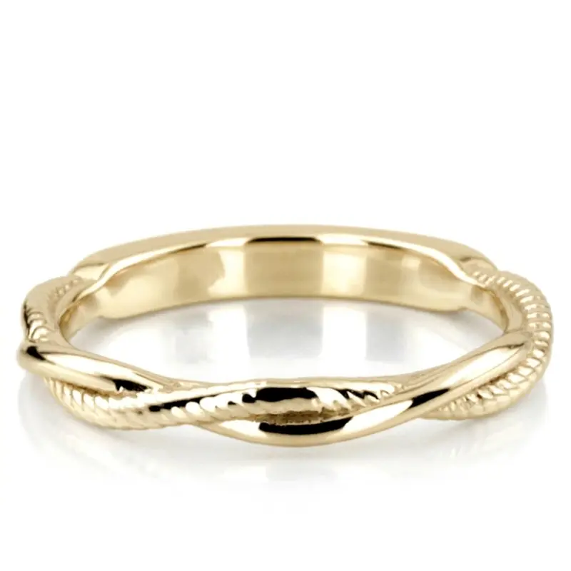 14K white gold Rope and Shiny Wire Twisted Wedding Band - alternate view 2