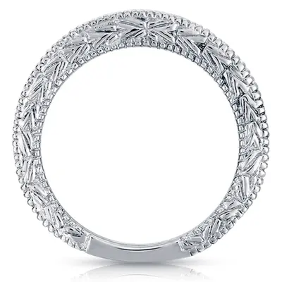 14K white gold Antique Design Engraved Diamond Anniversary Band (0.14 ct. tw.) - alternate view 3 thumbnail