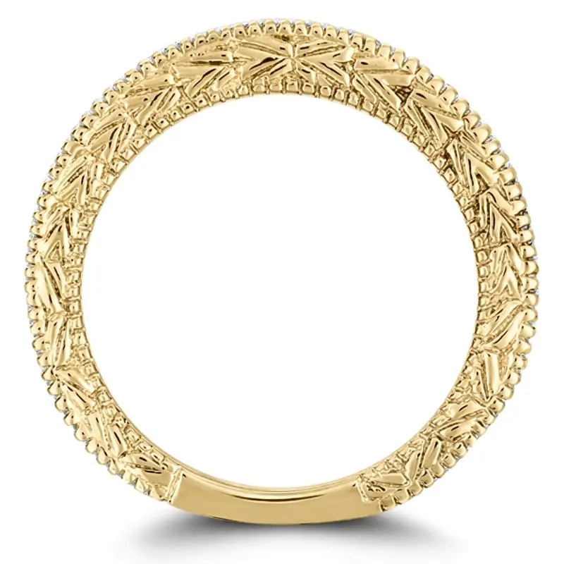 14K white gold Antique Design Engraved Diamond Anniversary Band (0.14 ct. tw.) - alternate view 4