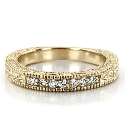 Antique Design Engraved Diamond Anniversary Band (0.14 ct. tw.) alternate view
