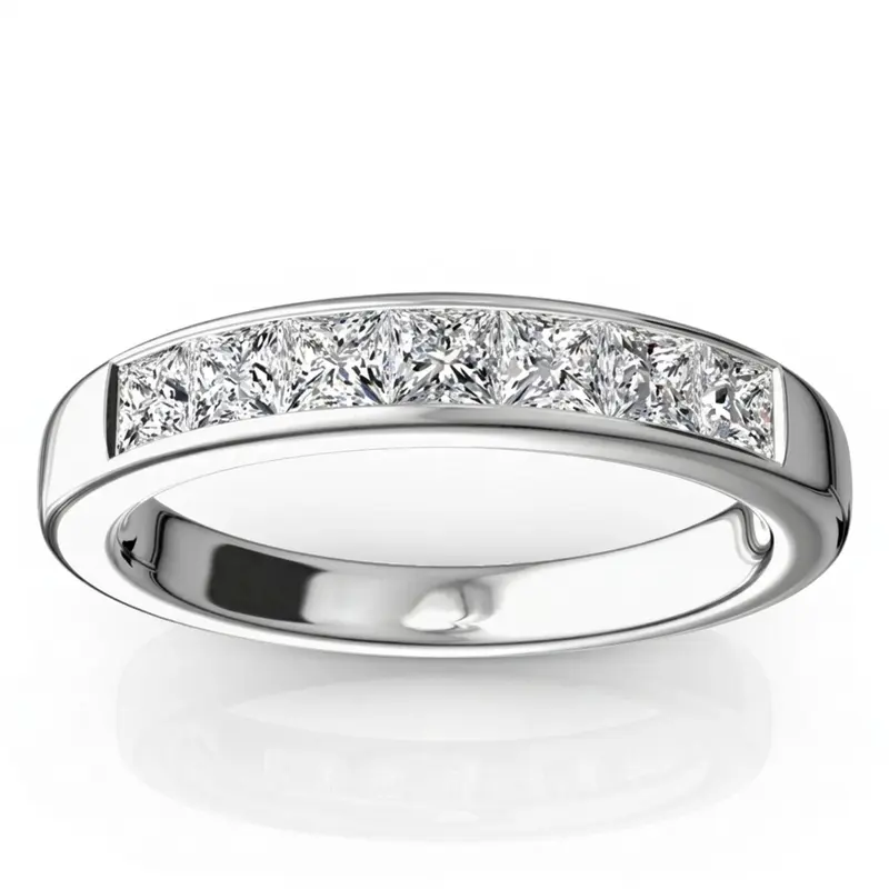 14K white gold 7 Stone Princess Cut Channel Diamond Anniversary Band (3/4 ct. tw.) - main view