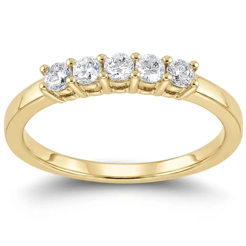 14K white gold 5 Stone Classic Basket shared Prong Diamond Anniversary Ring (0.25 ct. tw.) - alternate view 2