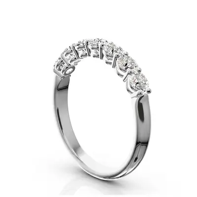 14K white gold Classic 7 Round Brilliant Diamond Woman Anniversary Band (3/4 ct. tw.) - alternate view 3 thumbnail
