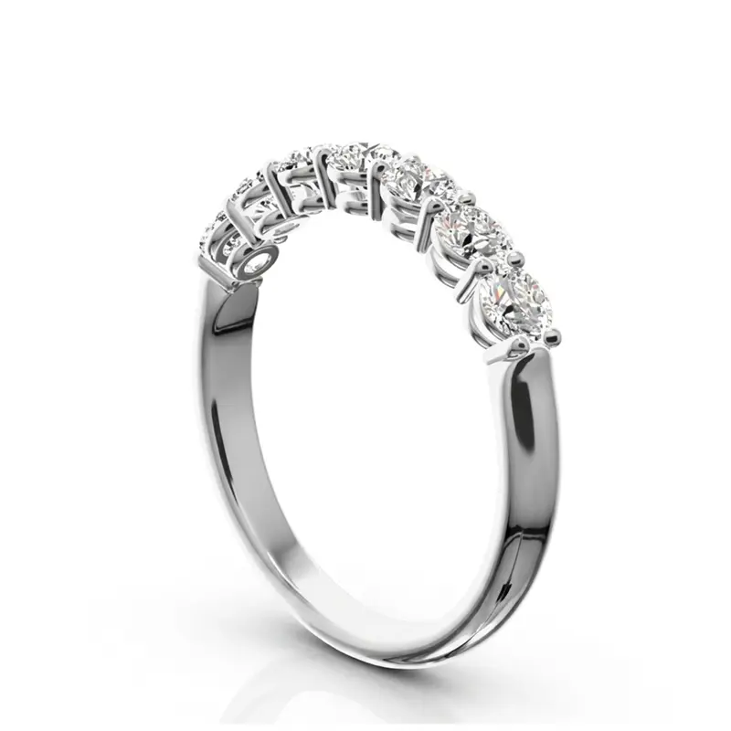 14K white gold Classic 7 Round Brilliant Diamond Woman Anniversary Band (3/4 ct. tw.) - alternate view 3