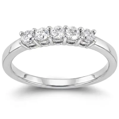 5 Stone Classic Basket shared Prong Diamond Anniversary Ring (0.25 ct. tw.)