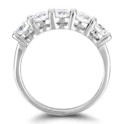 14K white gold 5 Stone Classic Basket shared Prong Diamond Anniversary Ring (0.25 ct. tw.) - alternate view 3 thumbnail