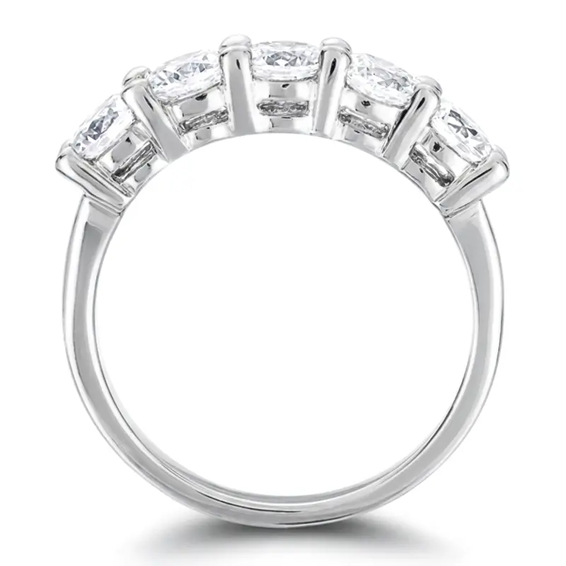 14K white gold 5 Stone Classic Basket shared Prong Diamond Anniversary Ring (0.25 ct. tw.) - alternate view 3