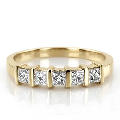 5 Stone Contemporary Bar Set Princess Cut Women Diamond  Ring (1/4 ct. tw.) alternate view