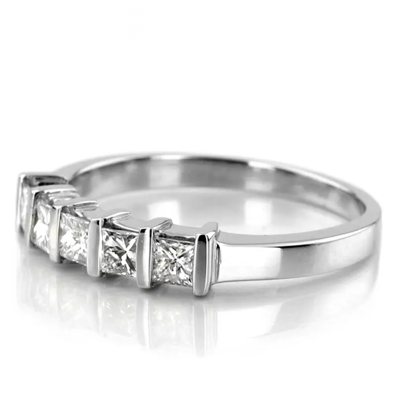 14K white gold 5 Stone Contemporary Bar Set Princess Cut Women Diamond Ring (1/4 ct. tw.) - alternate view 3