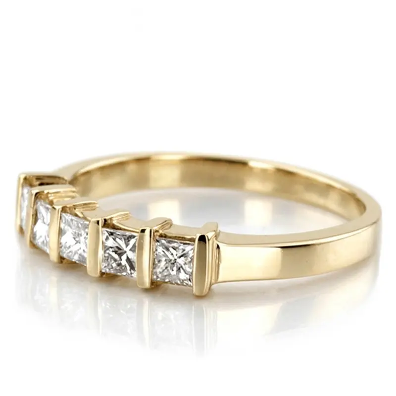 14K white gold 5 Stone Contemporary Bar Set Princess Cut Women Diamond Ring (1/4 ct. tw.) - alternate view 4