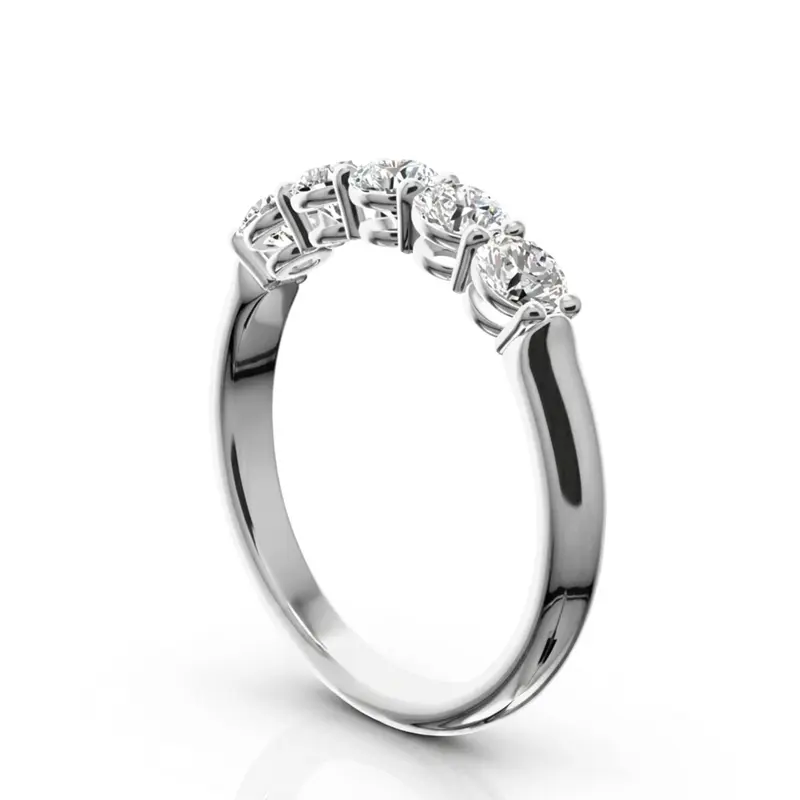 14K white gold Shared Prong Classic Five Stone Anniversary Ring (3/4 ct. tw) - alternate view 4