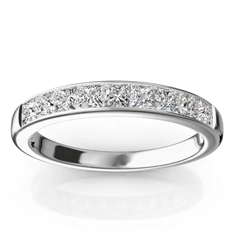 14K white gold Elegant 9 Stone Princess Cut Diamond Anniversary Band (3/4 ct. tw.) - main view