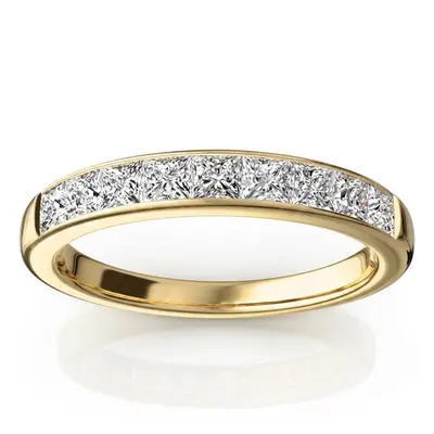 14K white gold Elegant 9 Stone Princess Cut Diamond Anniversary Band (3/4 ct. tw.) - alternate view 3 thumbnail