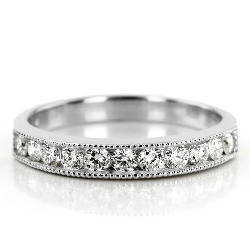 14K white gold Crafted Milgrain Channel Diamond Wedding Band (1 ct. tw.) - main view