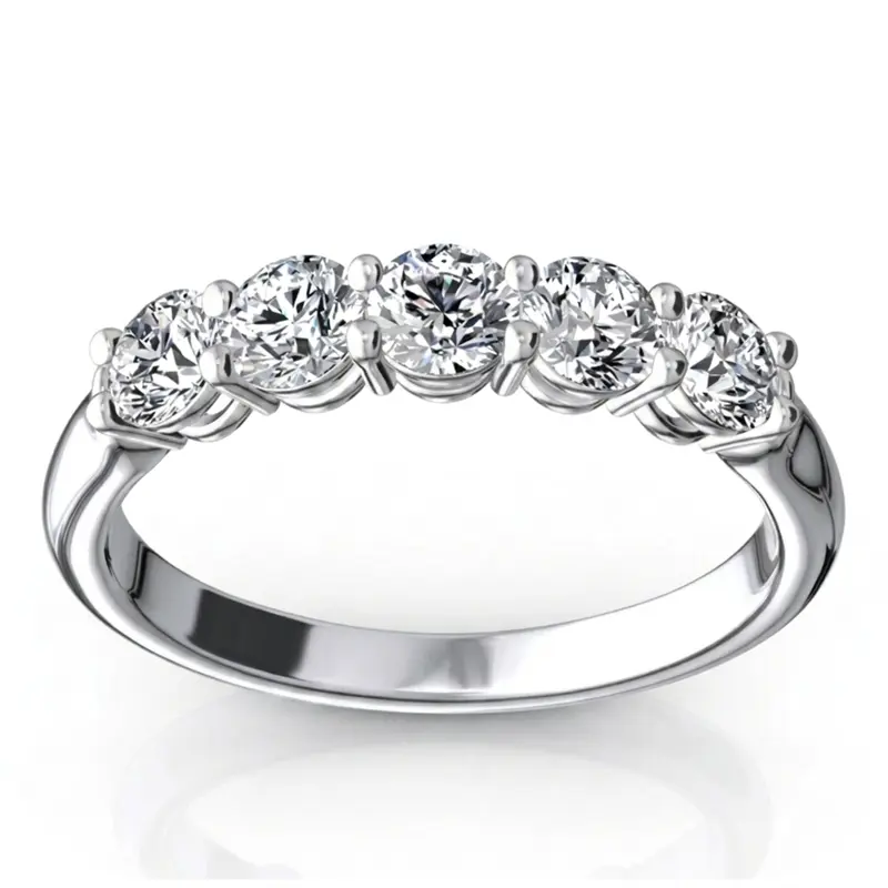14K white gold Shared Prong Classic Five Stone Anniversary Ring (3/4 ct. tw) - alternate view 2