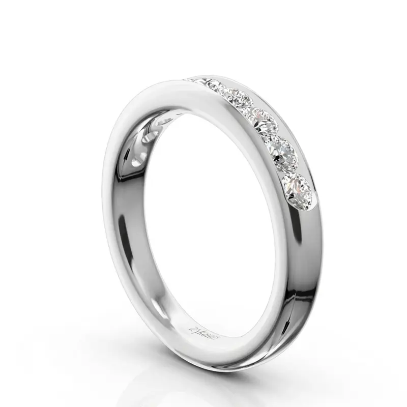 14K white gold Brilliant Round 9 Stone Channel Set Diamond Anniversary Ring (3/4 ct. tw.) - alternate view 4