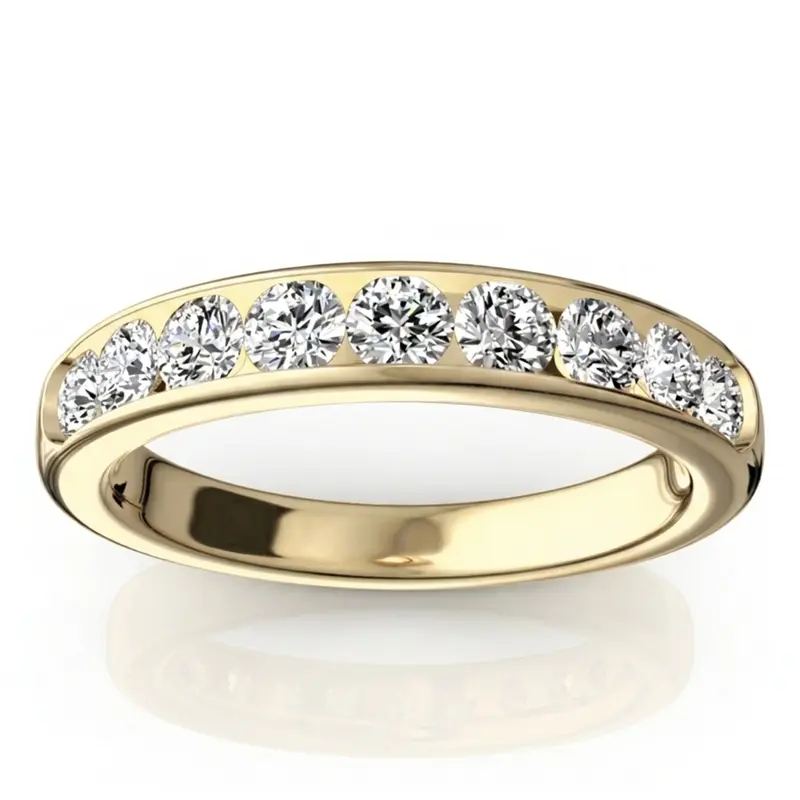 14K white gold Brilliant Round 9 Stone Channel Set Diamond Anniversary Ring (3/4 ct. tw.) - alternate view 2