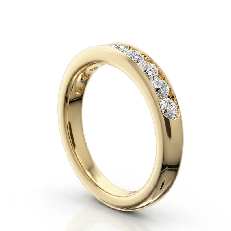 14K white gold Brilliant Round 9 Stone Channel Set Diamond Anniversary Ring (3/4 ct. tw.) - alternate view 3