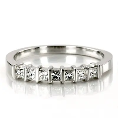 Princess Cut Diamond Seven Stone Bar Set Band (1/3 ct. tw.)