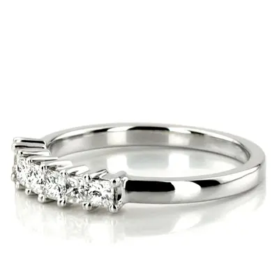 14K white gold Classic 7-Stone Princess Cut Closed Basket Setting Woman Anniversary Ring (3/4 ct. tw.) - alternate view 3 thumbnail
