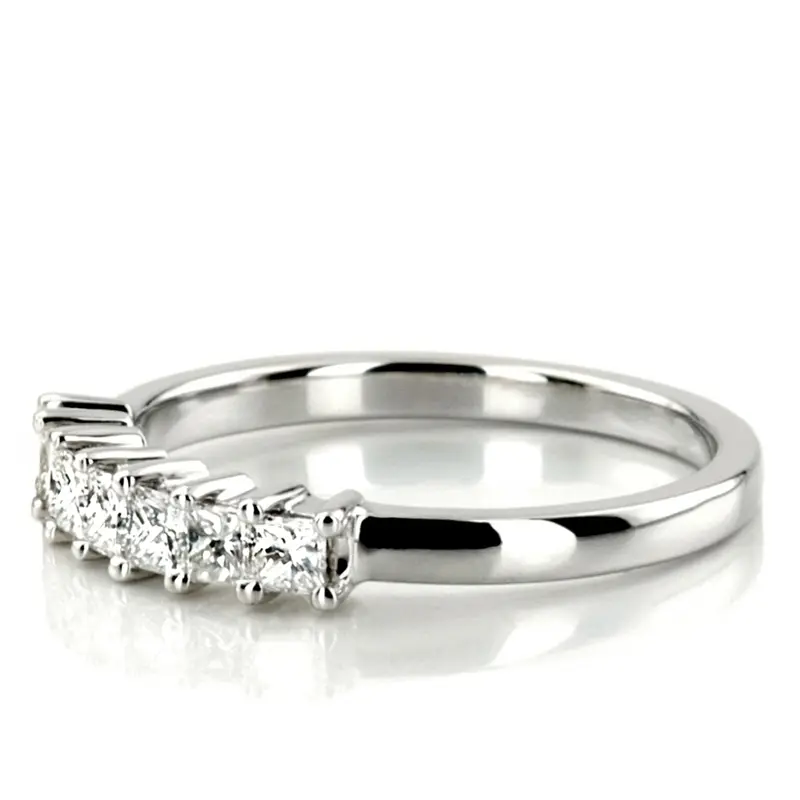 14K white gold Classic 7-Stone Princess Cut Closed Basket Setting Woman Anniversary Ring (3/4 ct. tw.) - alternate view 3