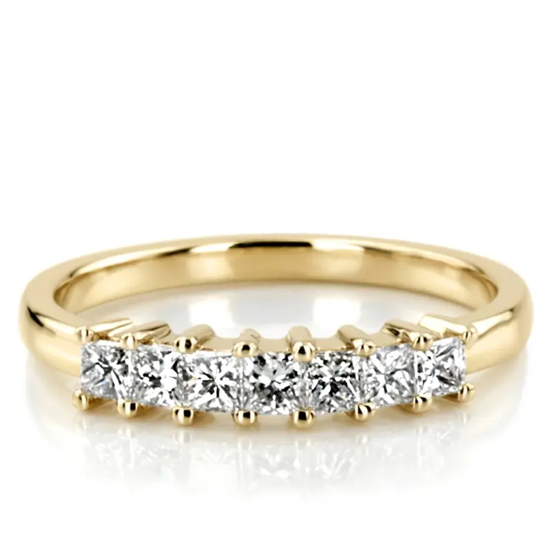 14K white gold Classic 7-Stone Princess Cut Closed Basket Setting Woman Anniversary Ring (3/4 ct. tw.) - alternate view 4