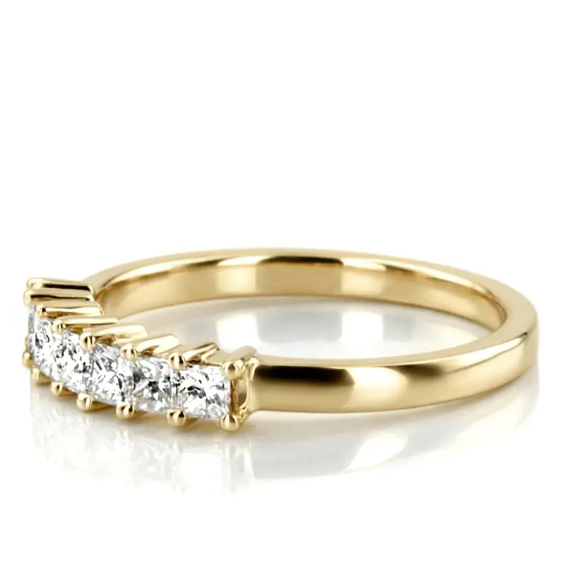 14K white gold Classic 7-Stone Princess Cut Closed Basket Setting Woman Anniversary Ring (3/4 ct. tw.) - alternate view 2